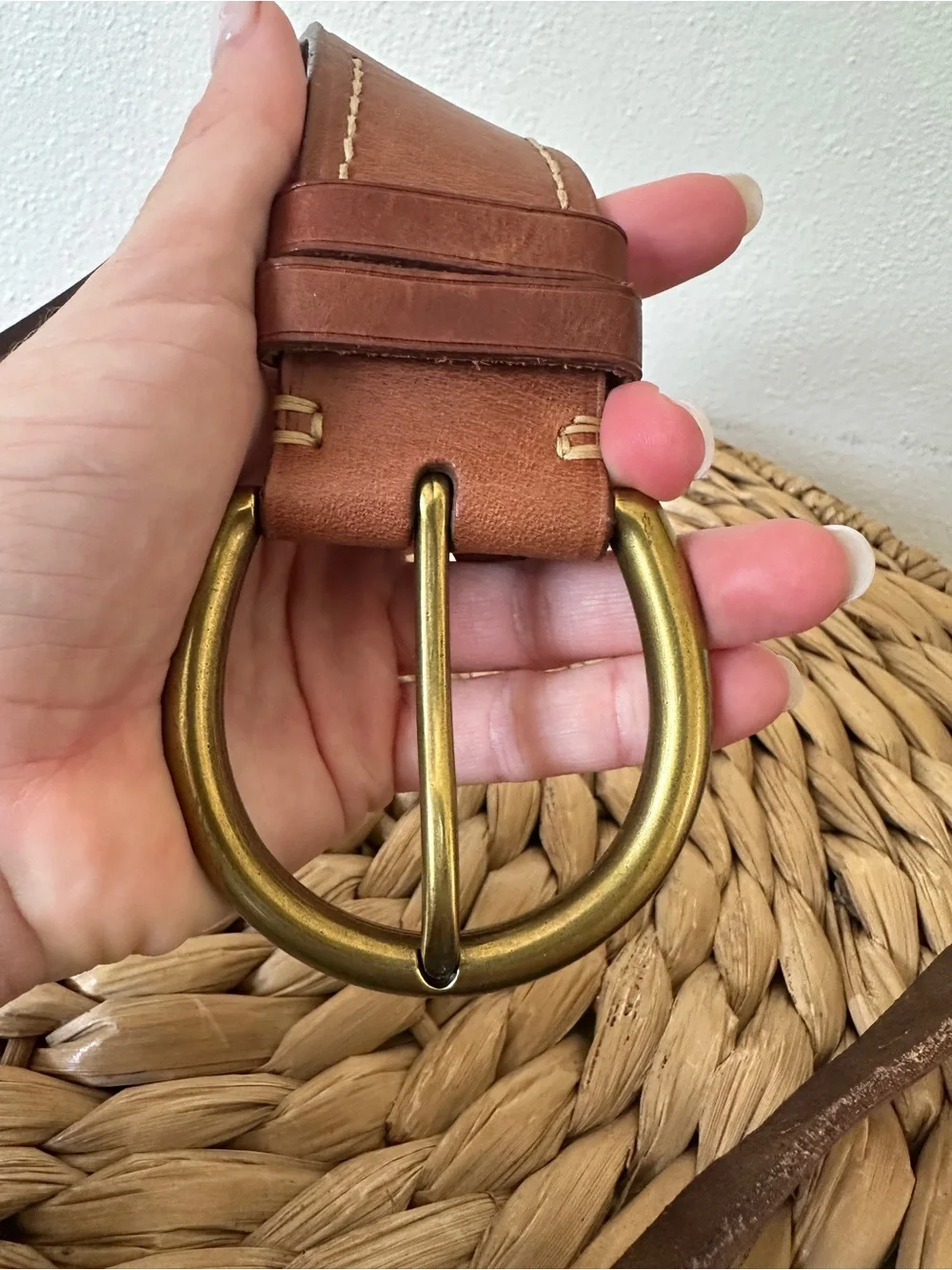 Vintage Polo Ralph Lauren Leather Belt Brown Brass Size Small S